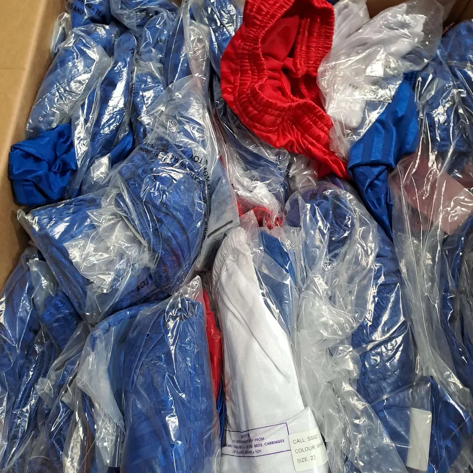 BOX OF APPROXIMATELY 70 SCHOOL SHORTS IN ASSORTED COLOURS AND SIZES