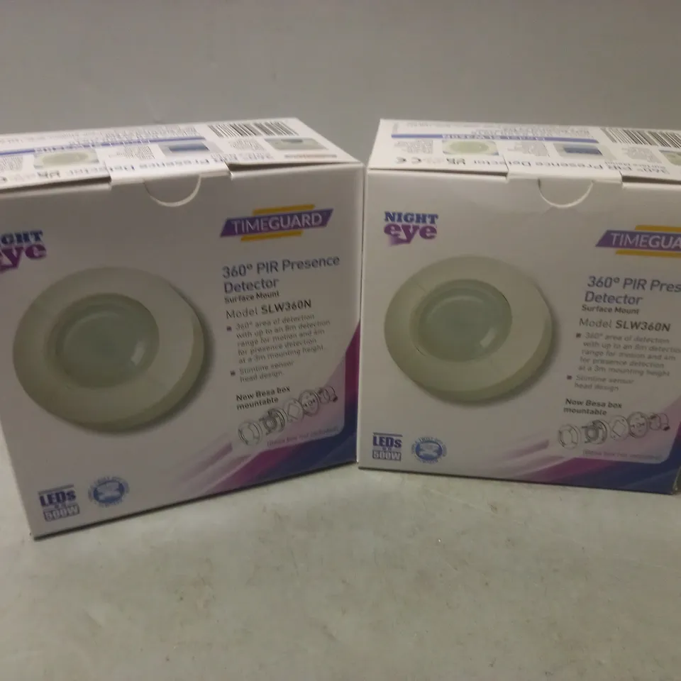 2X TIMEGUARD SLW360N NIGHTEYE WHITE SURFACE MOUNTING 360° SINGLE CHANNEL PIR PRESENCE DETECTOR