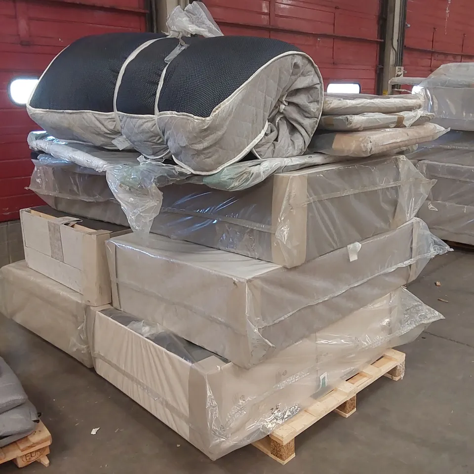 PALLET CONTAINING APPROXIMATELY 5X DIVAN BASE PARTS, 5X HEADBOARDS, 1X MATTRESS 