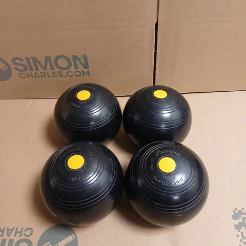 4 X HENSELITE SIZE 2 SUPER GRIP LAWN BOWLS