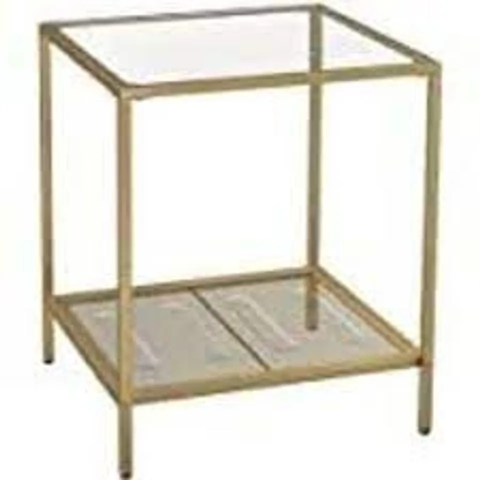 BOXED TEMPERED GLASS TOP STABLE STEEL FRAME SIDE TABLE (1 BOX)