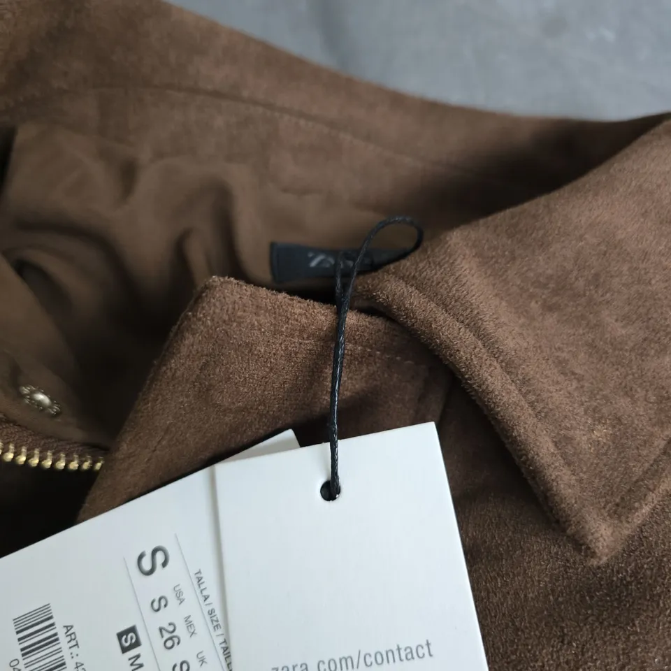 ZARA BROWN SUEDE-EFFECT JACKET – WOMEN’S SIZE S