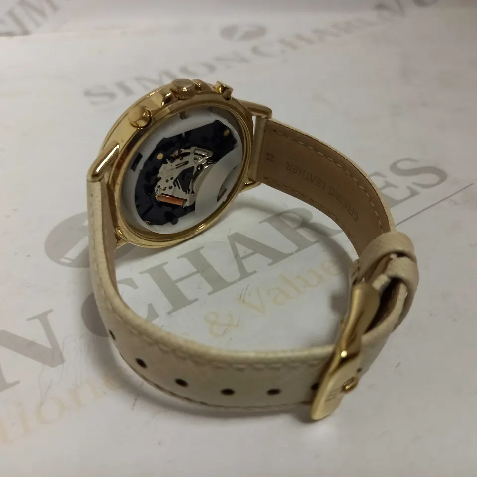 TOMMY HILFIGER LADIES CHRONOGRAPH CREAM LEATHER STRAP WATCH - UNBOXED RRP £150