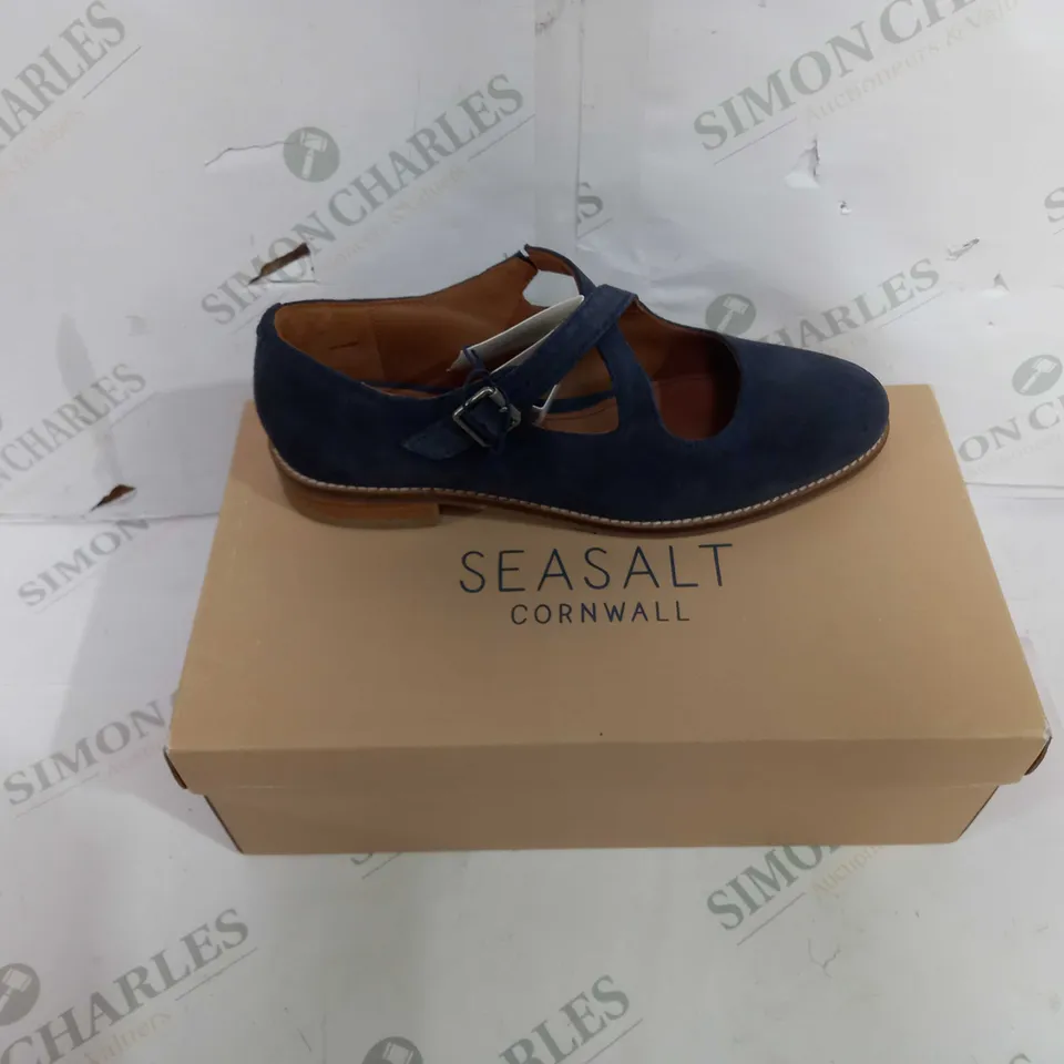 BOXED PAIR OF SEASALT SANDALS IN DARK BLUE - EU SIZE 39