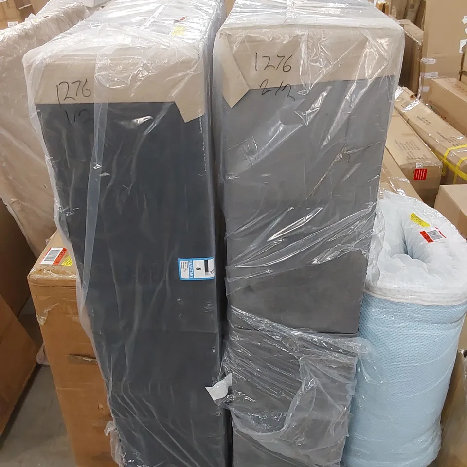 BAGGED 4FT6 DOUBLE GREY SUEDE DIVAN BASE (2 PIECES)