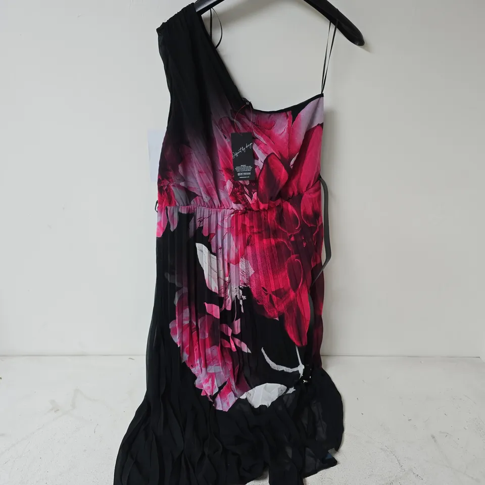 KALEIDOSCOPE BLACK PRINT PLEATED DRESS - UK 14