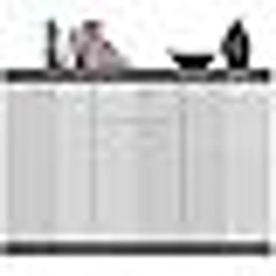 BOXED XONOX.HOME WOHNEN SCOUT X06B2903 SIDEBOARD CHEST OF DRAWERS CABINET IN WHITE HIGH GLOSS CORPUS SMOKY SILVER NB., CA.120X85X37CM (2 BOXES)