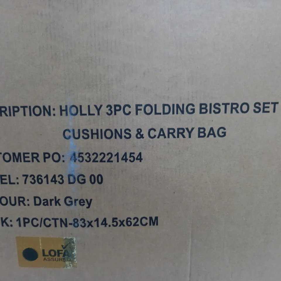 INNOVATORS COLLAPSIBLE 3 PIECE HOLLY BISTRO SET, DARK GREY