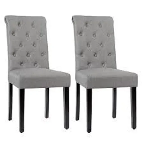 BOXED COSTWAY SET OF 2 PARSONS UPHOLSTERED FABRIC CHAIR WITH WOODEN LEGS - GREY