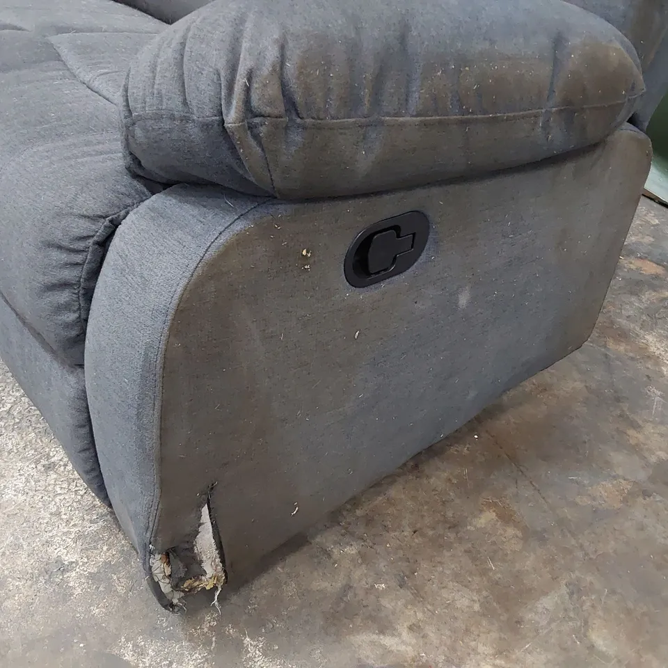 DESIGNER MANUAL RECLINING THREE SEATER SOFA CHARCOAL FABRIC