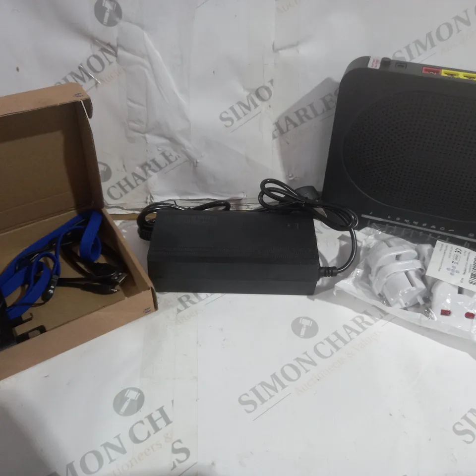 APPROXIMATELY 20 ASSORTED HOME ITEMS INCLUDING ZONE BROADBANMD BOXES, TELTONIKA, 2 LEG TO 3 LEG PLUG ADAPTER