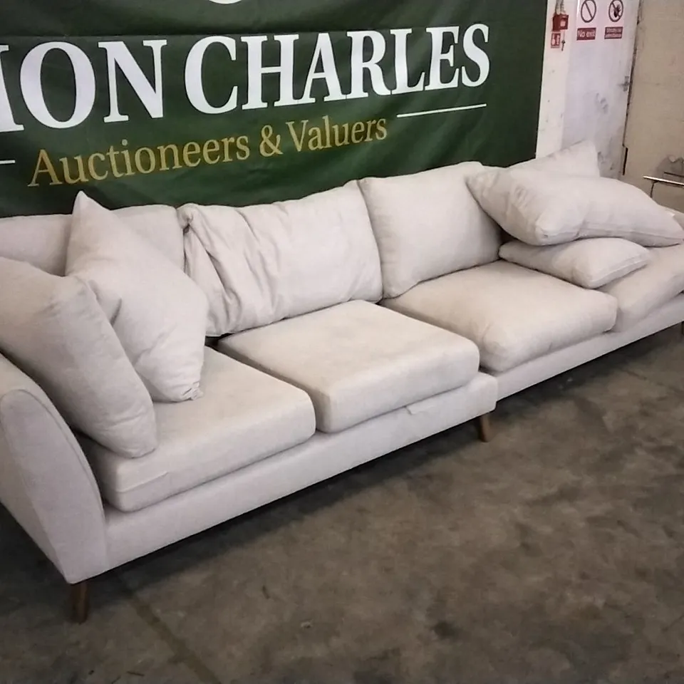 QUALITY BRITISH DESIGNER 2 SEPERATE LARGE SOFA SECTIONS IN CREAM FABRIC