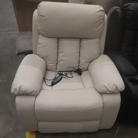 DESIGNER FAUX LEATHER UPHOLSTERED MANUAL RECLINER ARMCHAIR WITH MASSAGE FEATURE 
