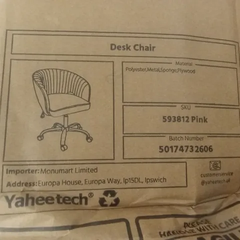 BOXED YAHEETECH DESK CHAIR - PINK