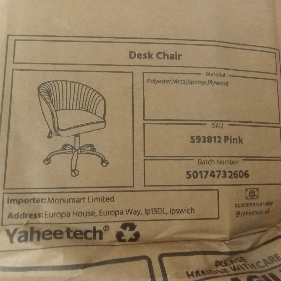 BOXED YAHEETECH DESK CHAIR - PINK