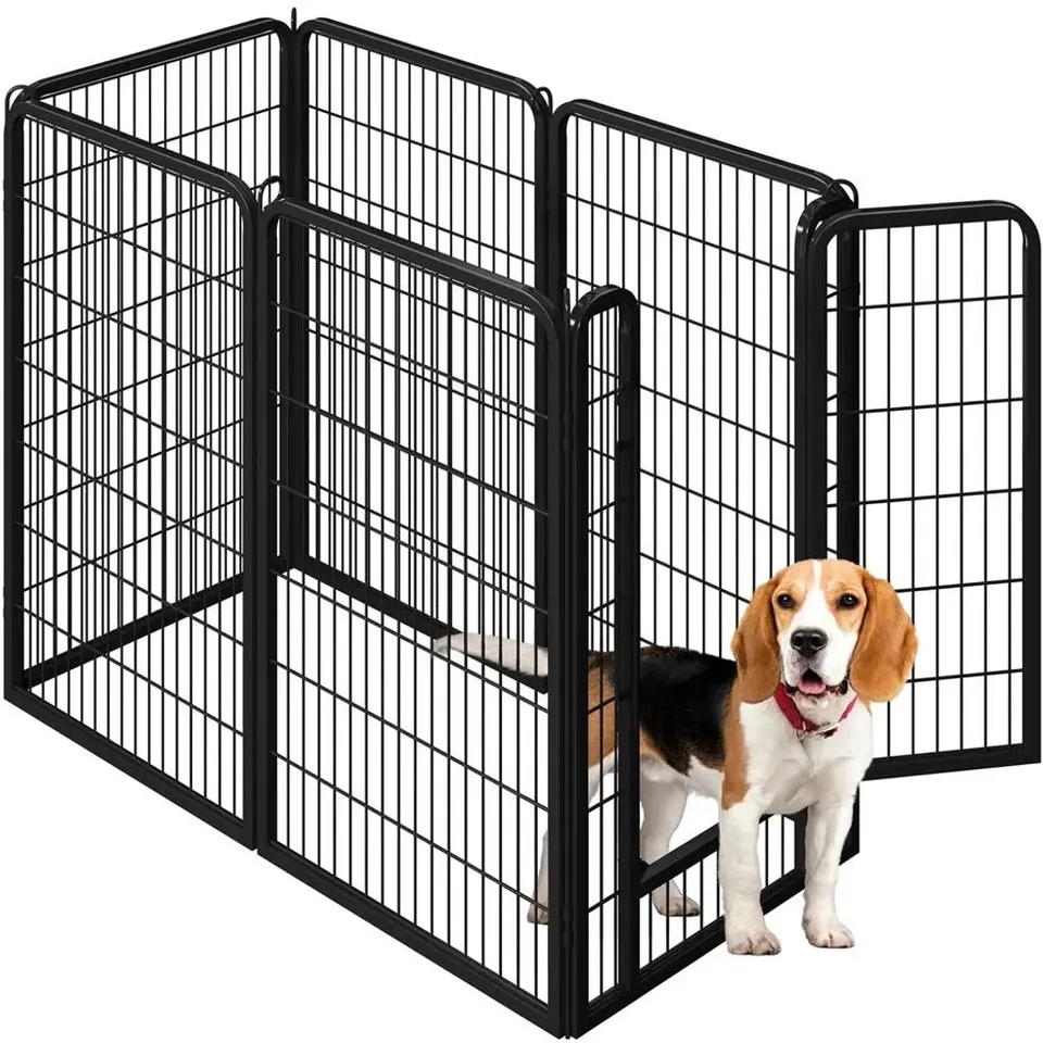 BOXED YAHEETECH 6-PIECE PUPPY PLAYPEN, 120CM HIGH, WITH AUTOMATIC LOCKING MECHANISM, FOLDABLE