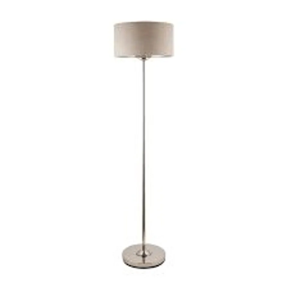 BOXED ENDON LIGHTING HIGHCLERE BRUSHED CHROME/LINEN 10W LED FLOOR LAMP