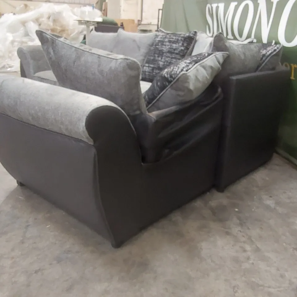 QUALITY DESIGNER UPHOLSTERED CORNER SOFA - BLACK & GREY