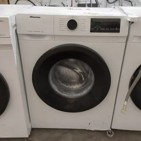HISENSE WFQP6012EVM FREESTANDING 6 KG FRONT LOAD DURABLE INVERTER WASHING MACHINE-STEAM WASH-QUICK WASH-15 WASHING PROGRAMS-1200 RPM-WHITE-ENERGY RATING C [ENERGY CLASS C]