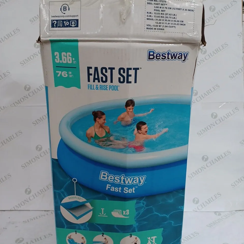 BESTWAY 12FT POOL FAST SET WITH FILTER PUMP  RRP £129.99