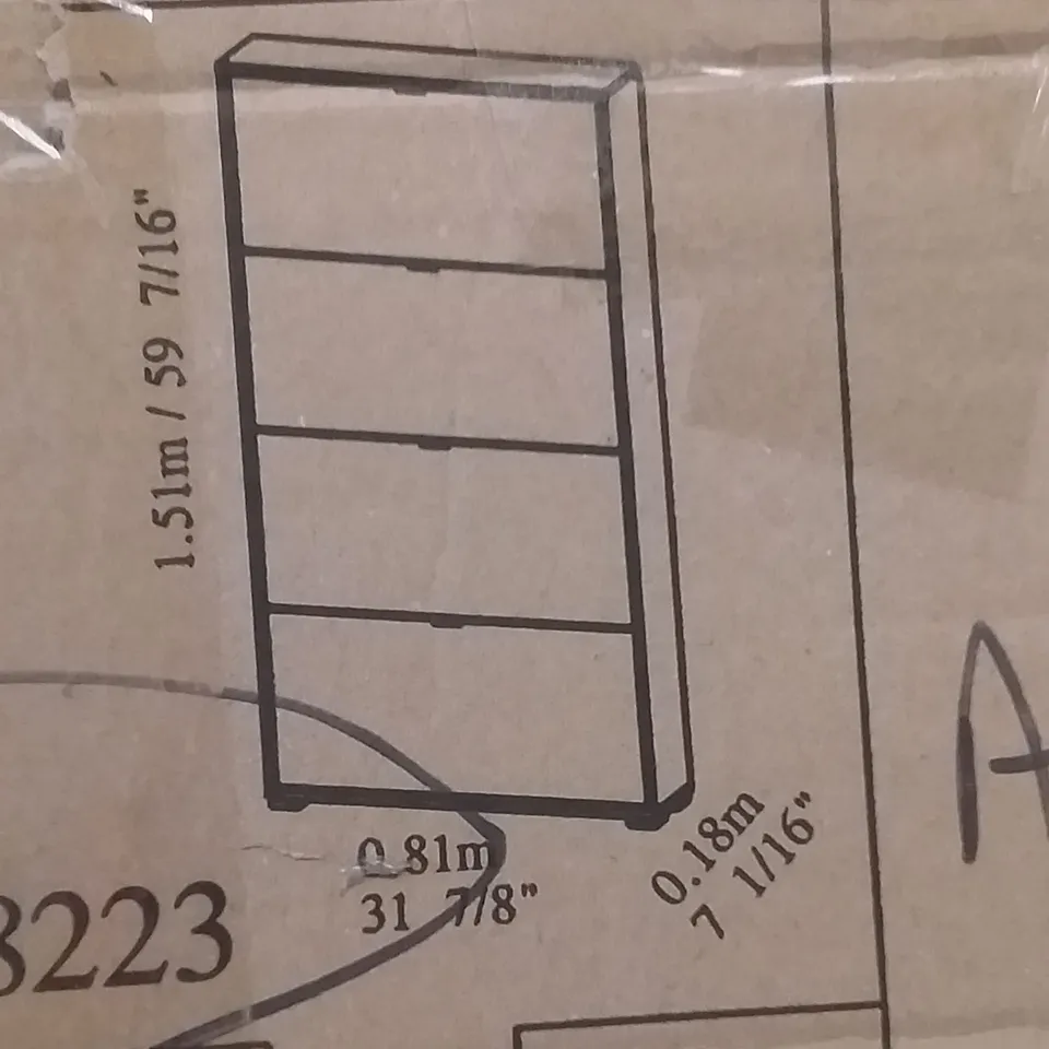 BOXED DESIGNER 4 FLAP SHOE STORAGE CABINET IN PERFECT PEARL WHITE / LINEN- H 1.51 M X L 0.81M X  D 0.18M 