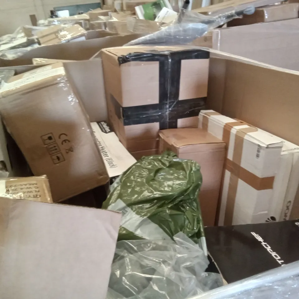 PALLET OF ASSORTED ITEMS INCLUDING DONNER ELECTRIC GUITAR, DAEWOO 2000W CONVECTOR HEATER, HOME OXYGEN CONCENTRATOR, HEYSKY BACKDROP STAND KIT, TOPCHEF FOOD PROCESSOR 