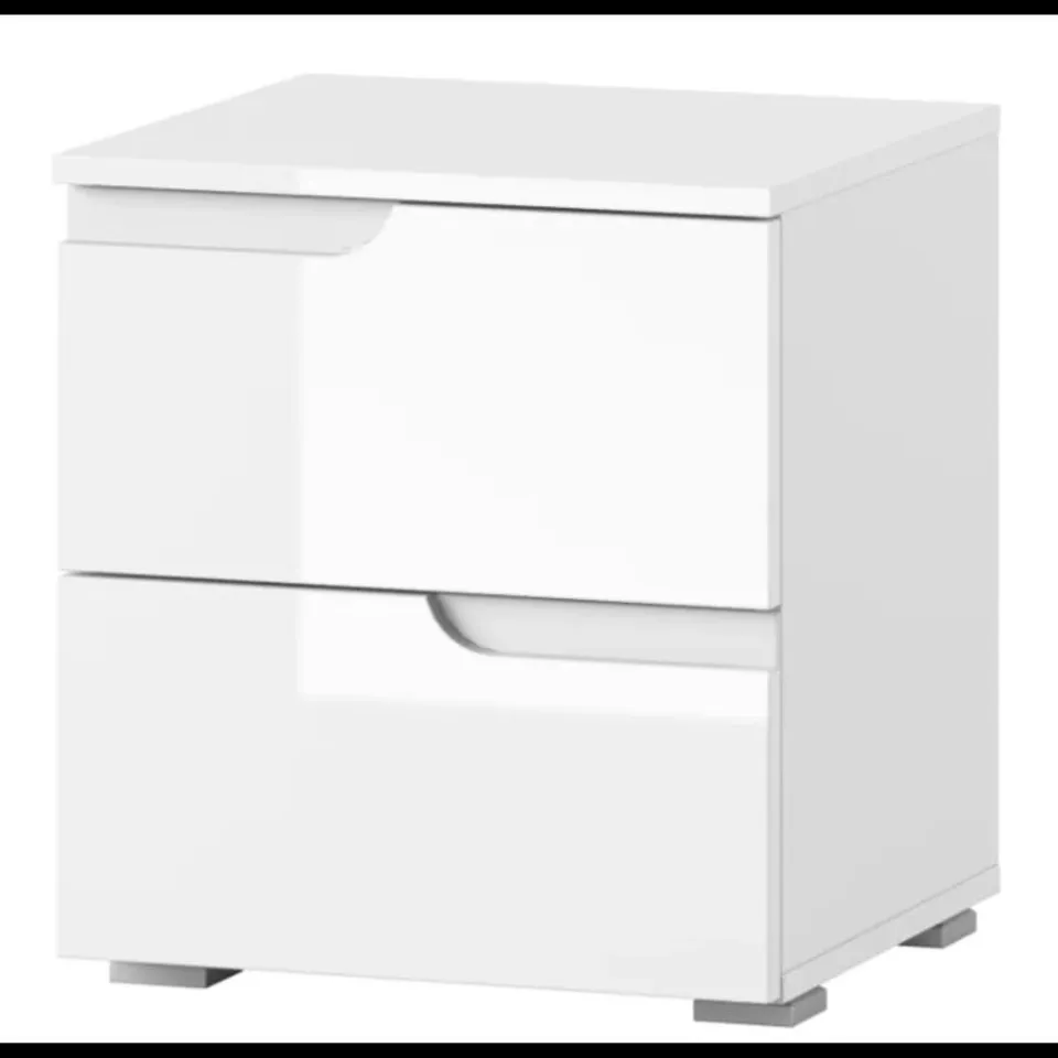 BOXED TIRMEN 2 DRAWER BEDSIDE TABLE - WHITE (1 BOX)