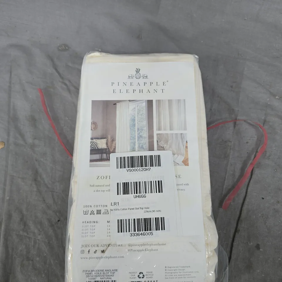 PINEAPPLE ELEPHANT VOILE PANEL CURTAIN - WHITE, 140 X 229 CM (55 X 90 IN)