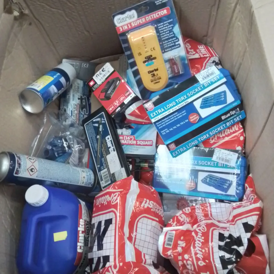 BOX OF ASSORTED HARDWARE TOOLS & SOCKET SETS