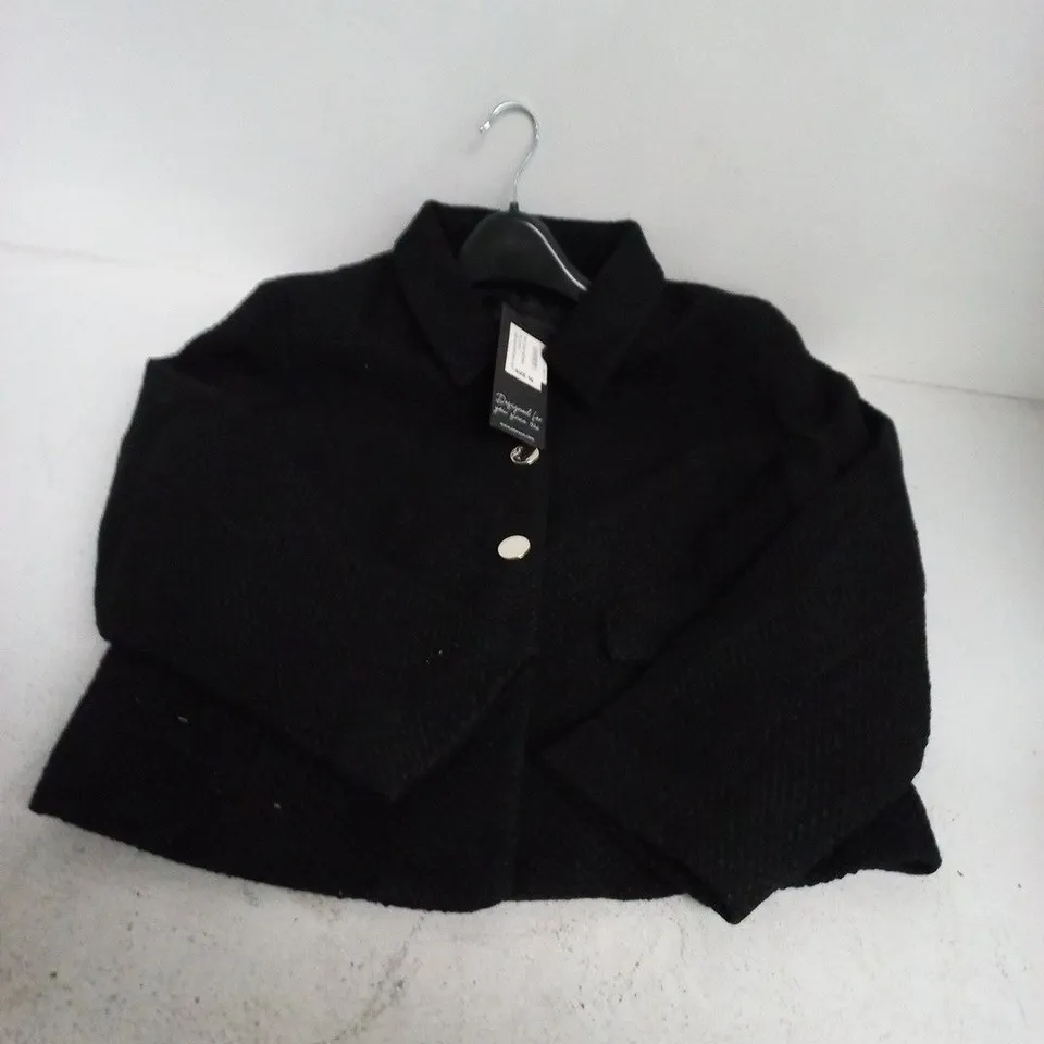 EMECO BLACK COAT, SIZE UK 16