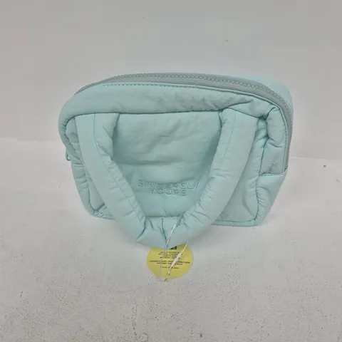 SINCERELY YOURS COSMETIC BAG – MINT BLUE NYLON, 8.26 W X 6 H X 3 D
