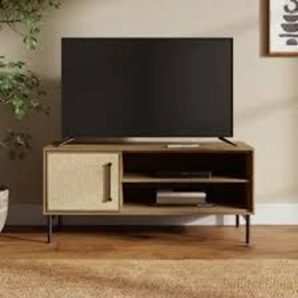 BOXED DUNELM HENDRICK STANDARD TV UNIT FOR TVS UP TO 50 (1 BOX)