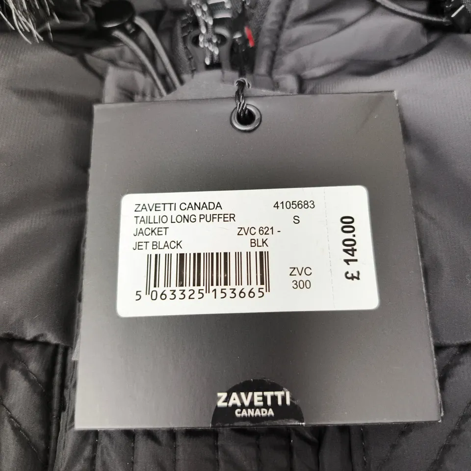 ZAVETTI CANADA TAILLIO LONG PUFFER JACKET – JET BLACK – SIZE S