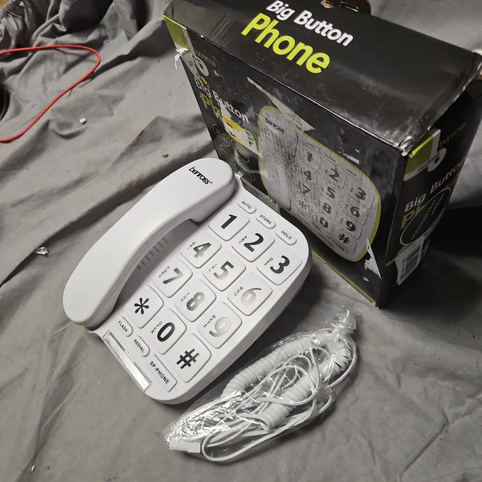 BENROSS BIG BUTTON PHONE – WHITE LANDLINE WITH LARGE KEYPAD (BOXED)