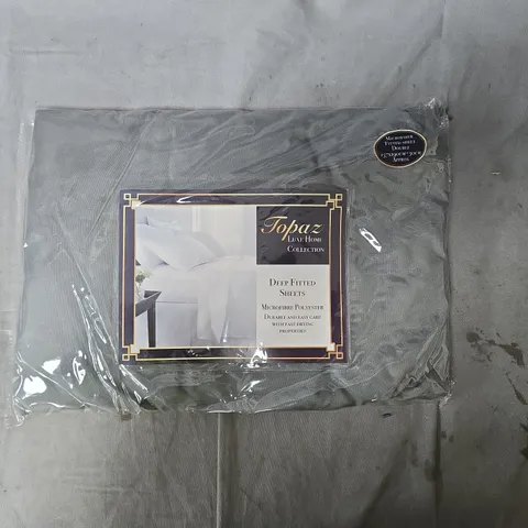 TOPAZ LUXE HOME COLLECTION DEEP FITTED SHEET – MICROFIBRE POLYESTER, DARK GREY