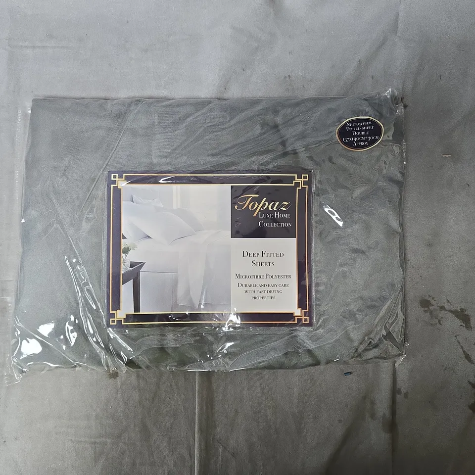 TOPAZ LUXE HOME COLLECTION DEEP FITTED SHEET – MICROFIBRE POLYESTER, DARK GREY