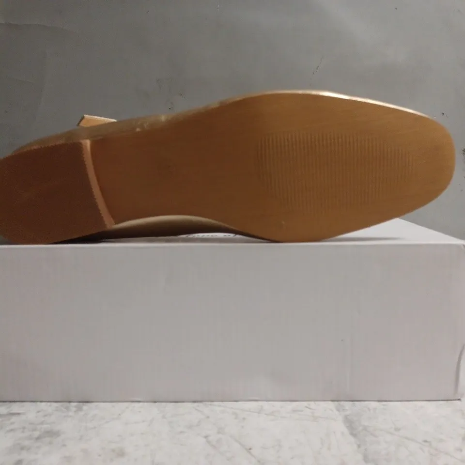BOXED PAIR OF FEVER SOLE SHOES IN METALLIC GOLD SIZE EU 41