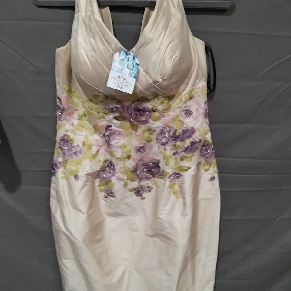 IAN STUART FLORAL EMBELLISHED DRESS AND JACKET SET IN BEIGE - 12