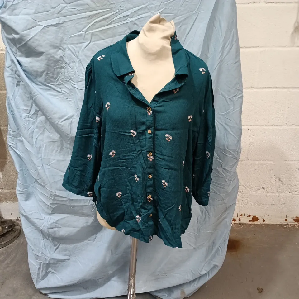BRAKEBURN BROOKE BLOUSE – TEAL, WOMEN'S UK 14 (EU 42)