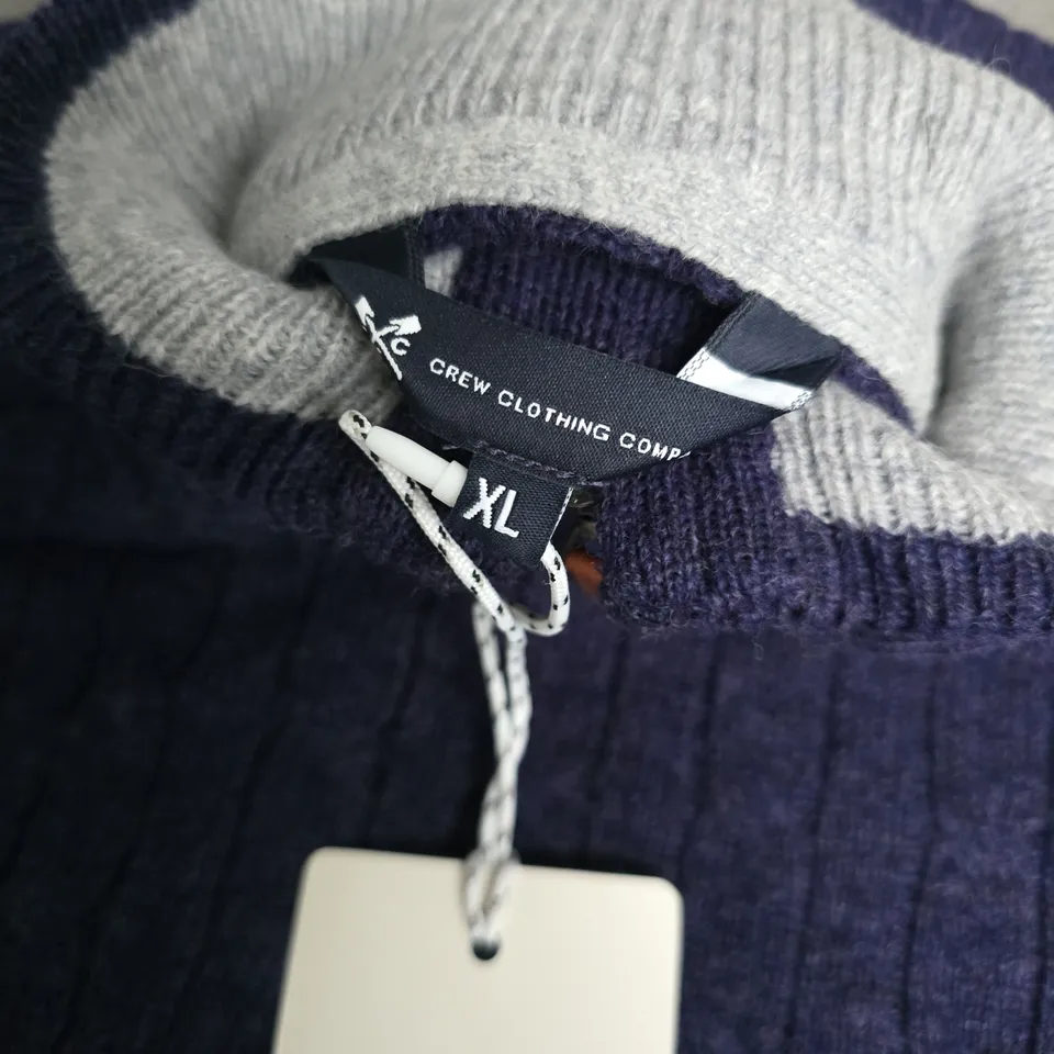 CREW CLOTHING COMPANY LAMBSWOOL HALF ZIP IN NAVY - XL