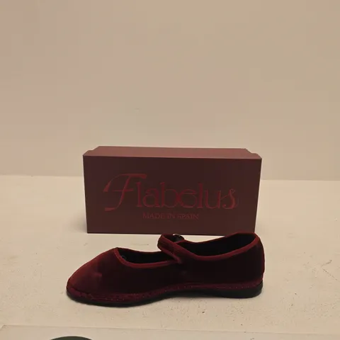 FLABELUS BURGUNDY VELVET MARY JANE FLATS – MADE IN SPAIN SIZE EU 37