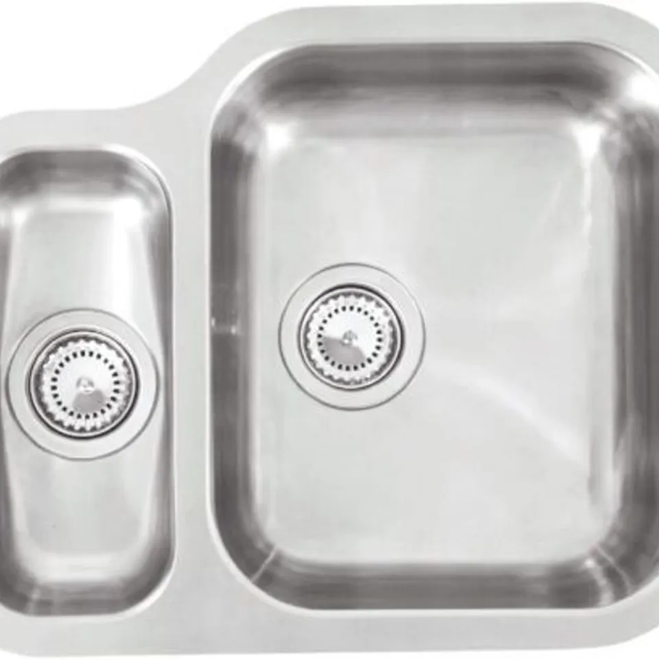 BOXED REGINOX ALASKAMBR DOUBLE BOWEL UNDER-MOUNT STAINLESS STEEL SINK SILVER 