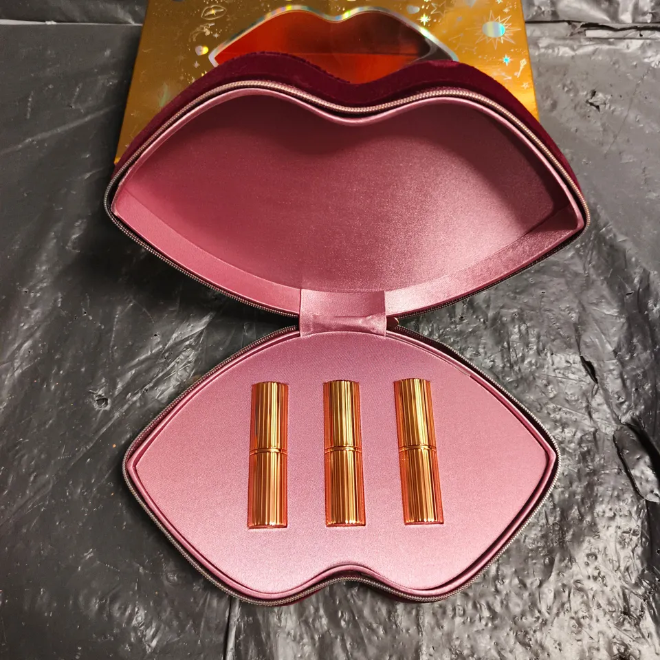 BOXED CHARLOTTE TILBURY HOT LIPS BAG WITH LIPSTICK TRIO