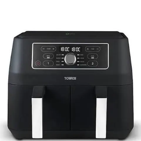 BOXED TOWER VORTX 8L DUAL BASKET AIR FRYER, DIGITAL CONTROL PANEL, BLACK