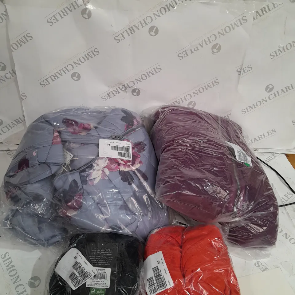 LARGE BOX OF ASSORTED CLOTHING ITEMS ALL IN DIFFRENT COLOURS AND SIZES 