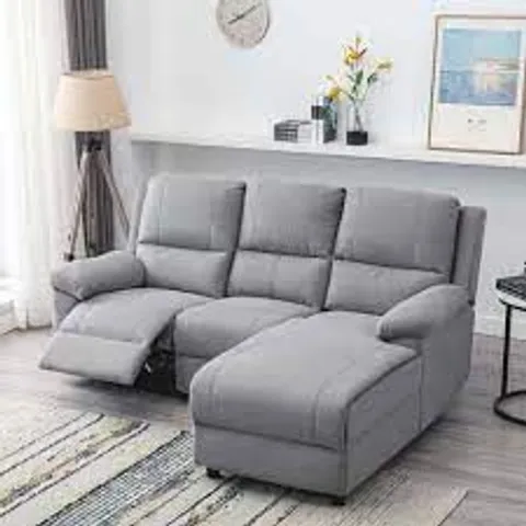 BOXED VALENCIA MANUAL RECLINING RH CHAISE SOFA GREY FABRIC (2 BOXES)