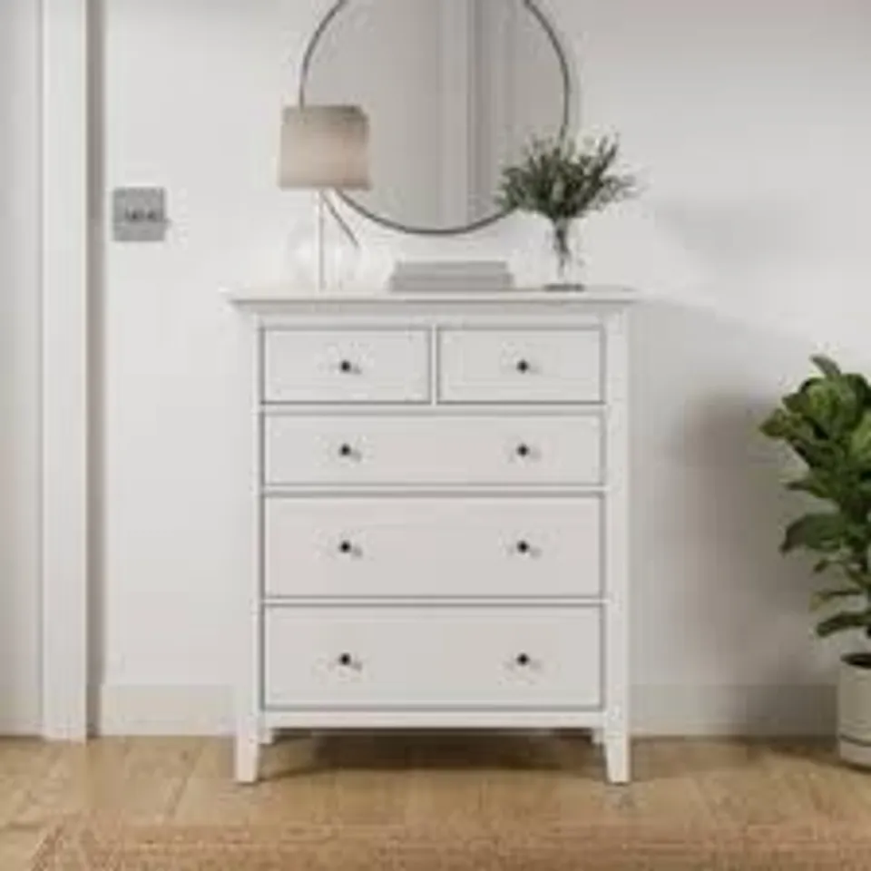 BOXED LYNTON 5 DRAWER CHEST - WHITE (2 BOXES)
