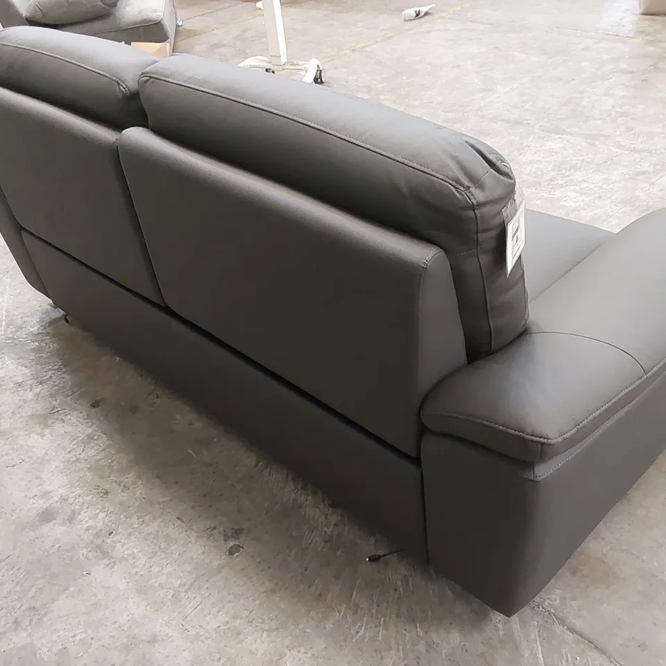 DESIGNER PAVILION LEATHER 3 SEATER POWER RECLINER SOFA - GREY