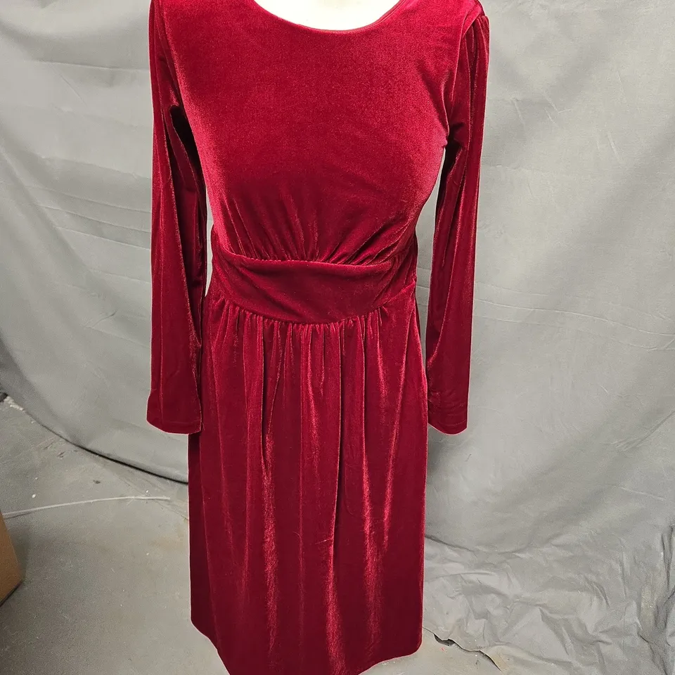 BODEN LADIES VELOUR DRESS SIDE SIP FASTENING RED SIZE 8