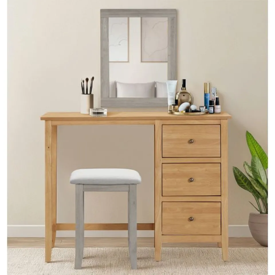 BOXED ASTON SINGLE PEDESTAL DRESSING TABLE/DESK (2 BOXES)